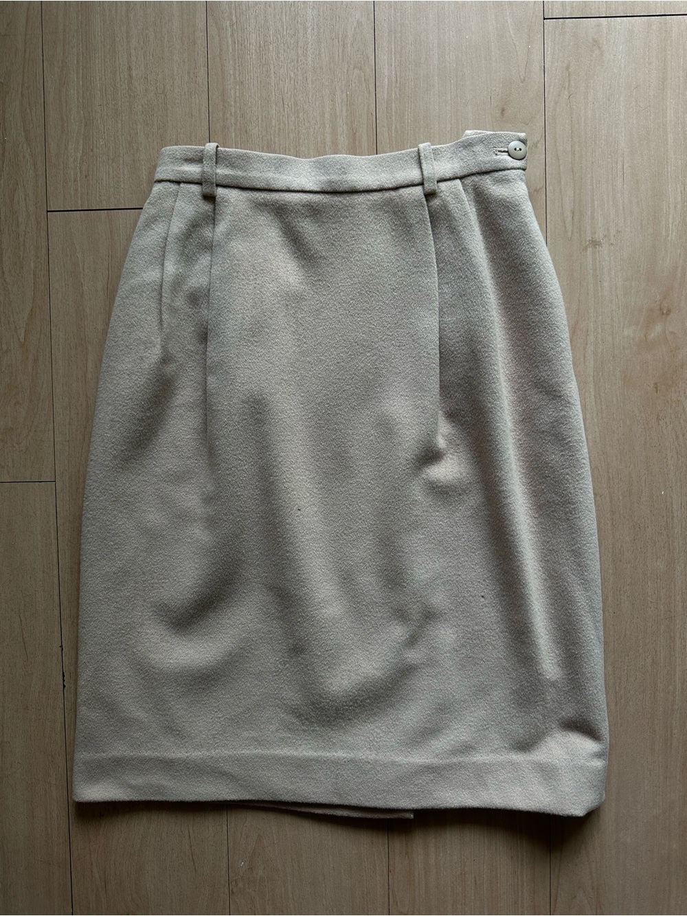 Vintage Jaeger Beige Wool Cashmere Blend Skirt Size 8 Office